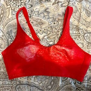 CACIQUE 40D Red Lace Racerback Bralette – Wireless Comfort & Support